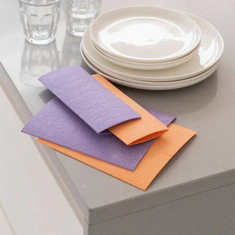 Compostable Sponge Cloths - Purple & Orange 4pk - Plastic Free - eco friendly