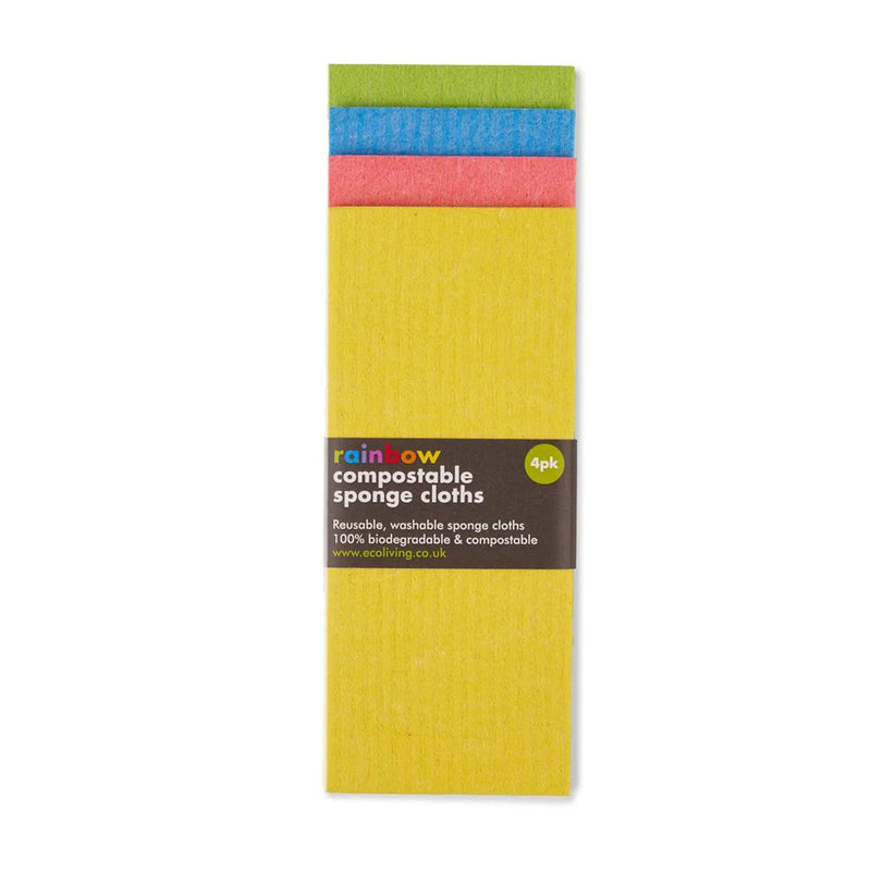 Compostable Sponge Cloths - Rainbow 4pk - Plastic Free - eco friendly