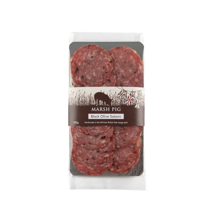 Marsh Pig Black Olive sliced salami 