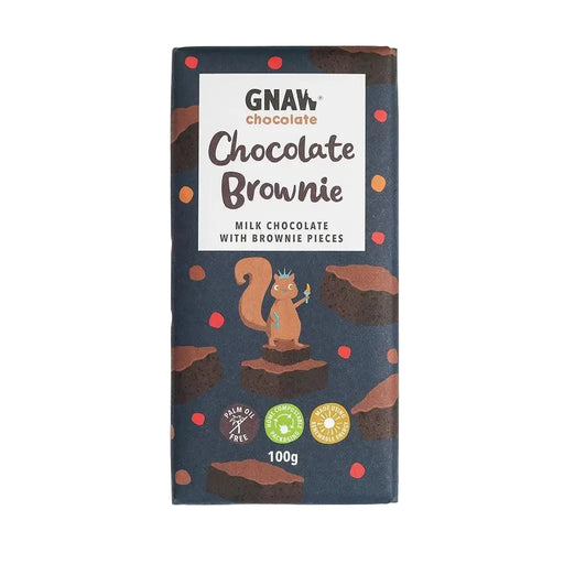 Gnaw Chocolate Brownie - milk chocolate with brownie pieces wrapped in paper