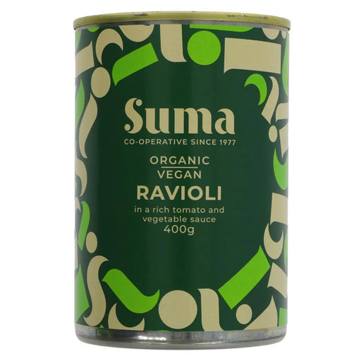 Suma organic vegan Ravioli in tomato and vegetable sauce in a tin 400g