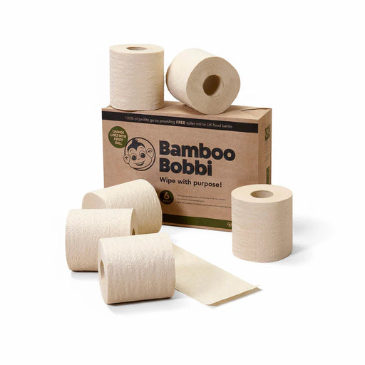Bamboo Bobbi bamboo toilet paper rolls 6 pack packaged in paper