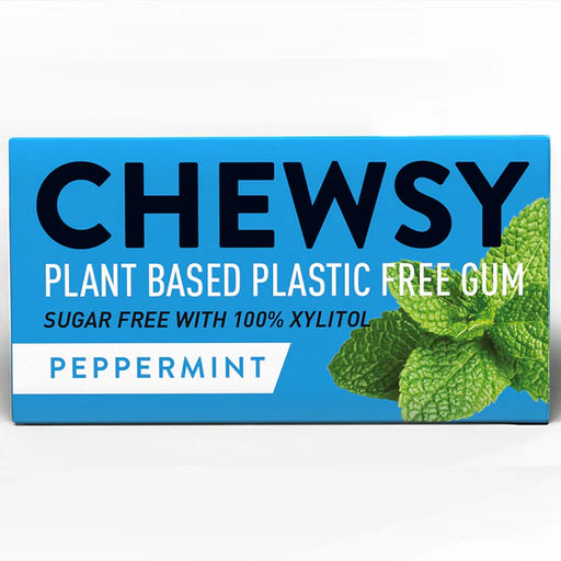 Chewsy plant-based plastic-free gum - peppermint flavor and cardboard packaging