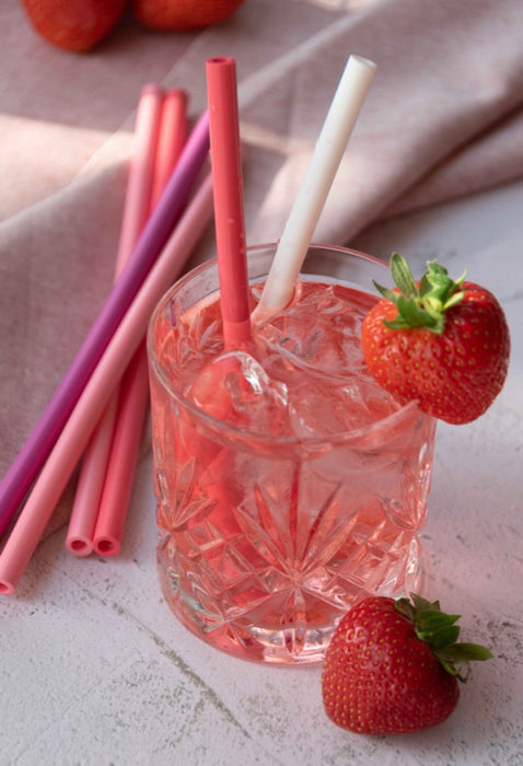 Single Straw and Tin , The Silicone Straw Co (Rose)