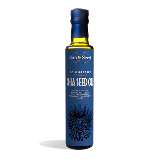 sun & seed cold-pressed organic chia seed oil 20ml in glass bottle 