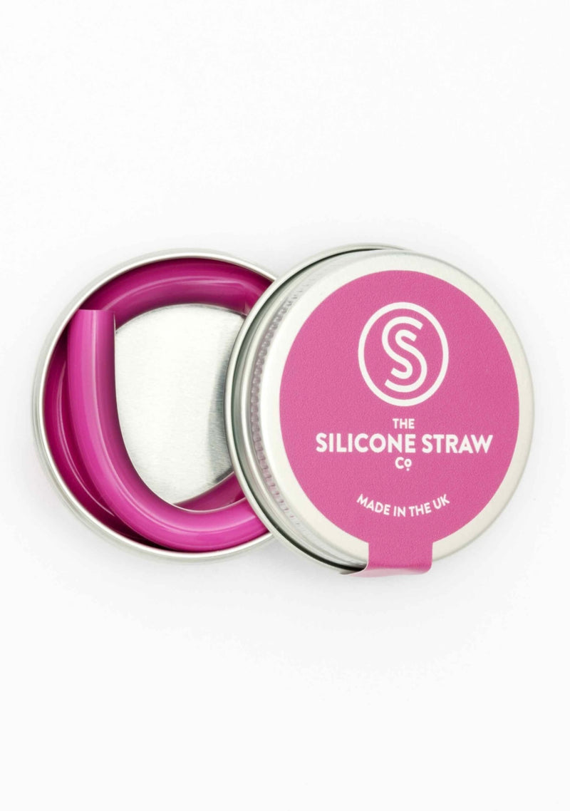 The Silicone straw co flexible travel straw and tin - rose 