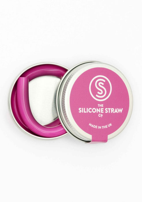 Single Straw and Tin , The Silicone Straw Co (Rose)
