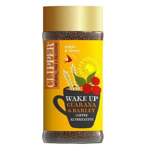 Clipper coffee alternative Wake Up Guarana & Barley 125g in a glass jar
