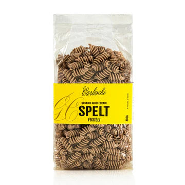 Compostable packaged spelt fusilli pasta orgain wholegrain
