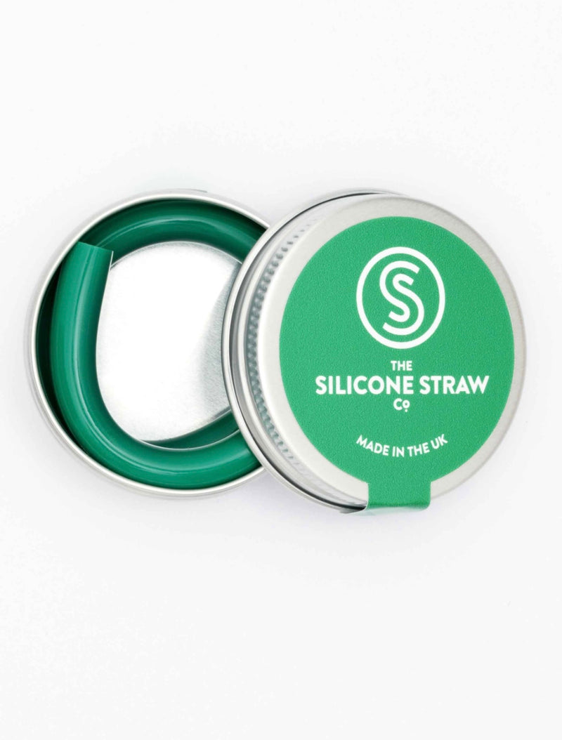 The Silicone Straw Co flexible straw green with travel tin