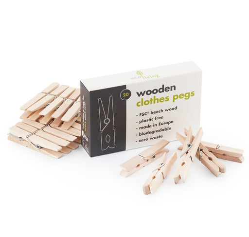 Eco Living wooden clothes pegs 