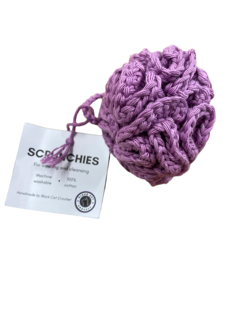 Handmade 100% cotton crocheted Scrunchies by Black Cat Crochet