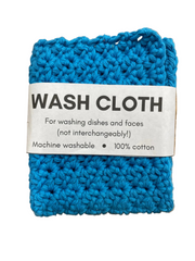 Black Cat Crochet wash-cloth blue 100% cotton
