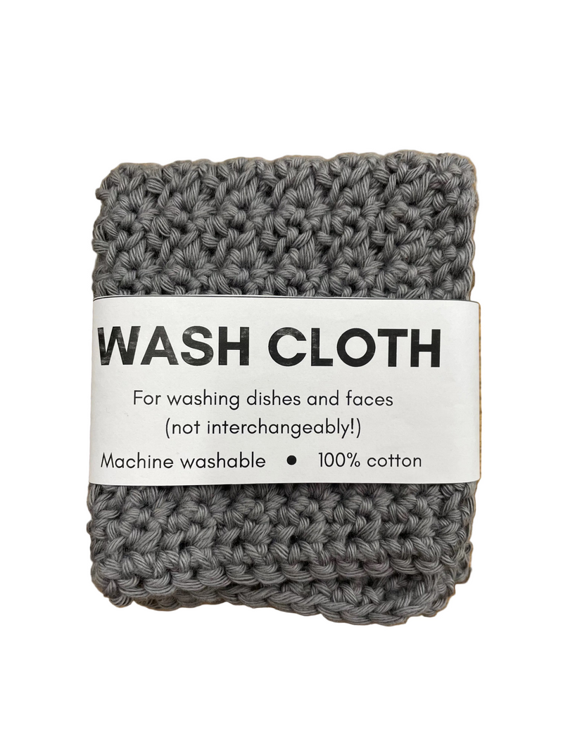 Black Cat Crochet wash-cloth 100% cotton gray 