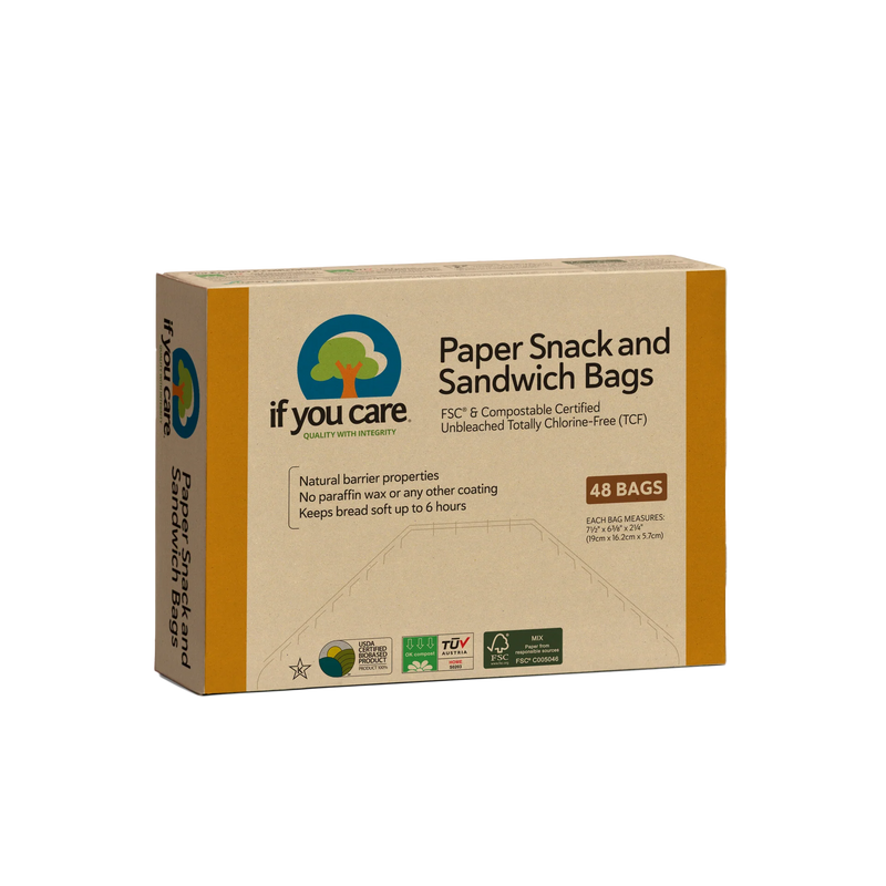 If you care paper snack and sandwich bags in a recyclable cardboard box 48 bags