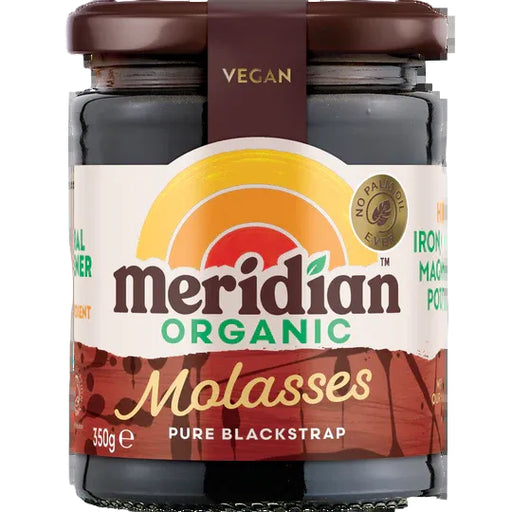 Meridian Organic molasses pure blackstrap 350g in a glass jar