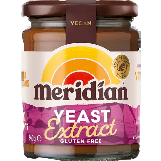 Meridian Yeast Extract, Gluten Free, No added salt in a glass jar
