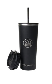 Neon Kactus tumbler 24oz stainless steel black with straw and hot drink lid 