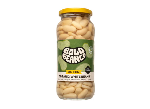 Bold Bean Co Organic White Beans in a glass jar 570g