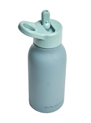 Light blue water bottle with a matching lid 340ml recyclable