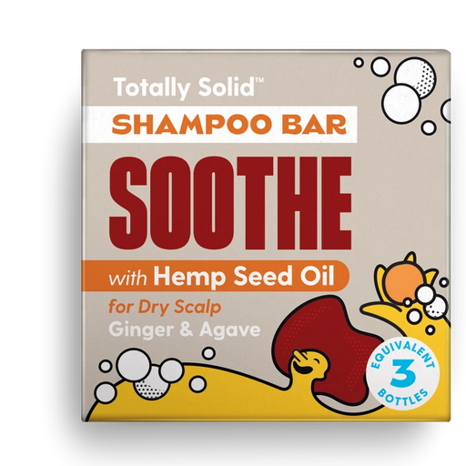 Totally Solid Soothe Shampoo Bar ginger & agave  with hempseed oil packaging cardboard 