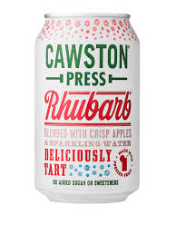 Cawston Press rhubarb can on a white background