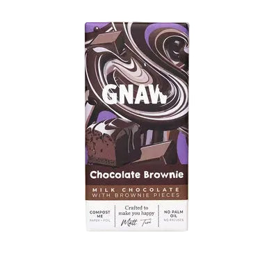 GNAW chocolate brownie milk chocolate bar 80g in compostable packaging