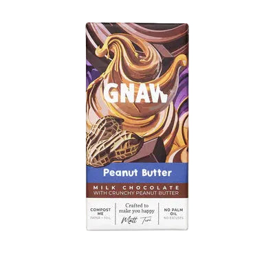 Gnaw Peanut Butter chocolate bar wrapped in paper packaging 